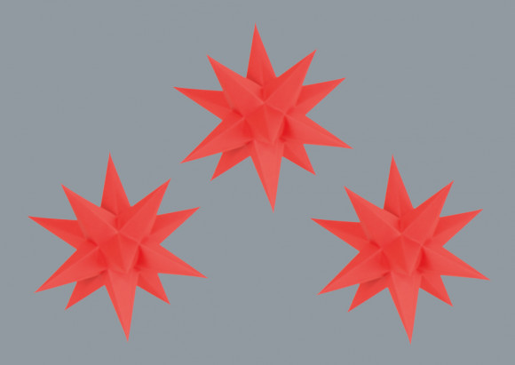 Erzgebirgische Adventssterne, rot, 3-teilig