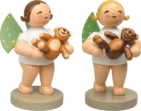 Engel mit farbigen Flügelpunkten und Teddy