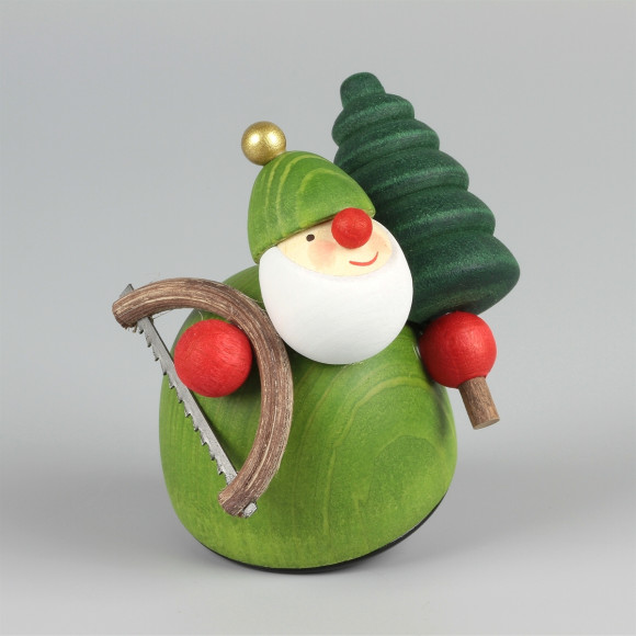 Dekofigur Picus mit Weihnachtsbaum und Säge