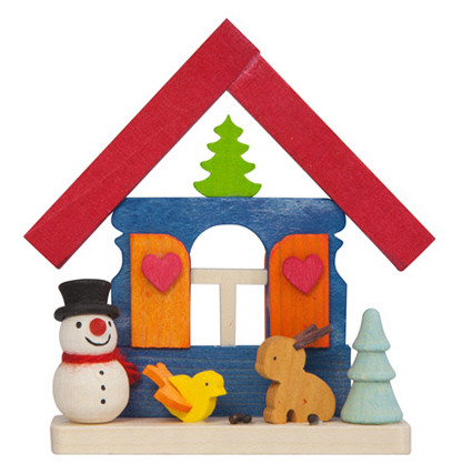 Baumbehang Buntes Haus mit Schneemann