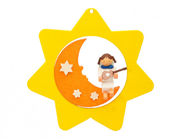 Baumbehang Stern mit Mond und Engel mit Gitarre