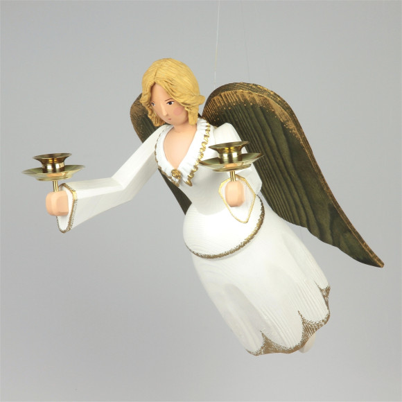 Schwebeengel beschnitzt mit Faltenrock, 33 cm