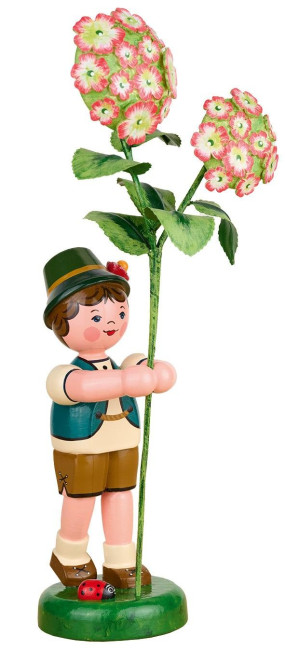Blumenkind Junge mit Hortensie - 24 cm