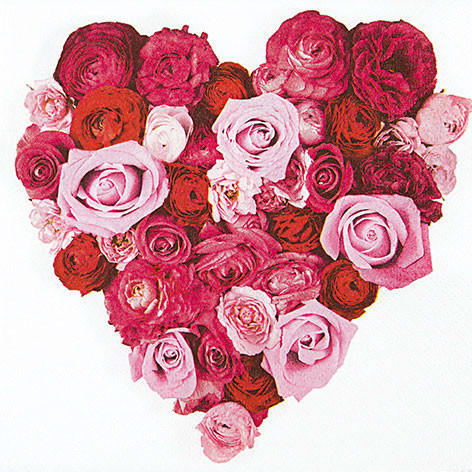 Tischservietten Herz aus Rosen