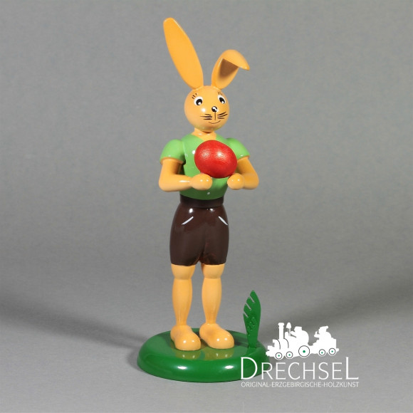 Osterhase mit kurzer Hose und Ei, 12 cm