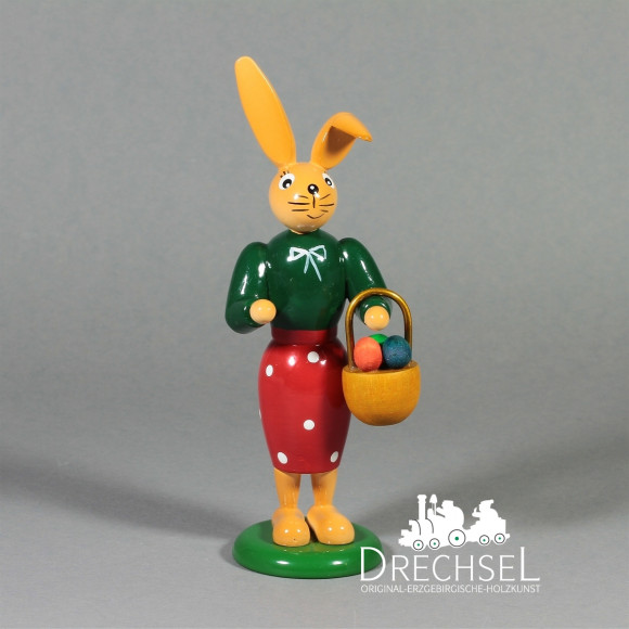 Osterhäsin mit Körbchen, 12 cm