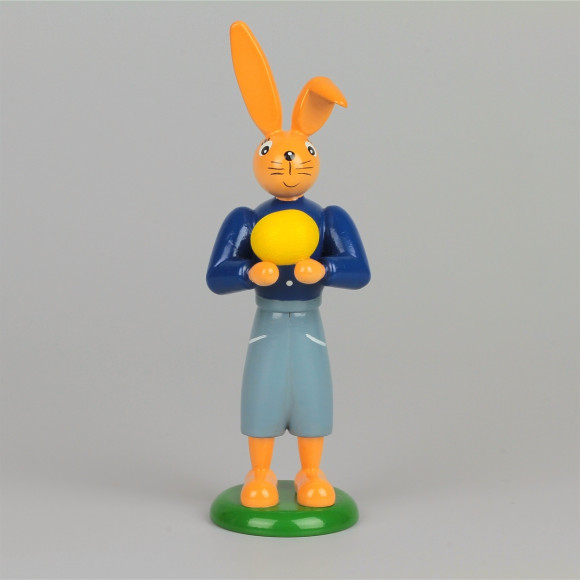 Osterhase Hase mit langer Hose und Ei, 12 cm