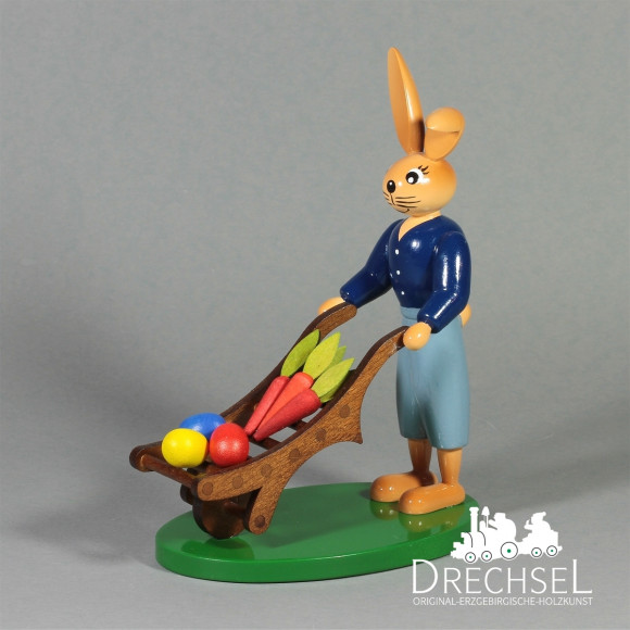 Osterhase mit Karre, 12 cm