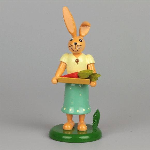 Osterhase Häsin mit Tablett, 12 cm