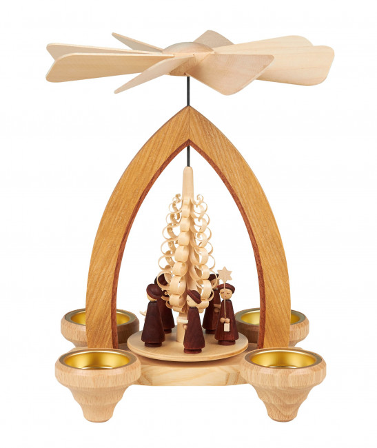 1-stöckige Teelichtpyramide mit Kurrende - 26 cm