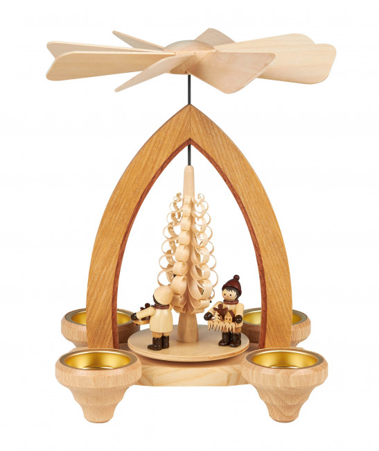 1-stöckige Teelichtpyramide mit Striezelkinder - 26 cm