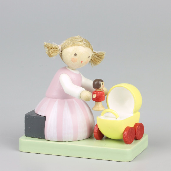 Mädchen mit Puppe und Puppenwagen - Auslaufartikel