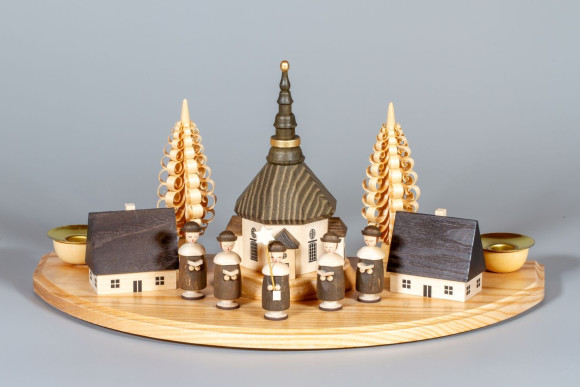 Kerzenhalter Seiffener Dorf mit Kurrende