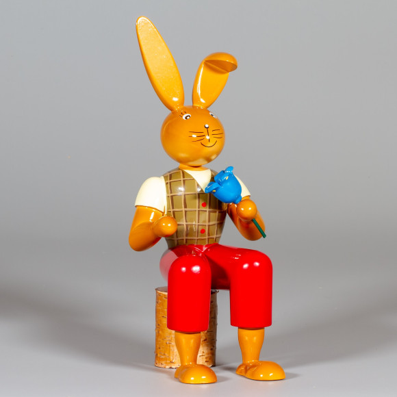 Osterhase sitzend mit Glockenblume - 22 cm