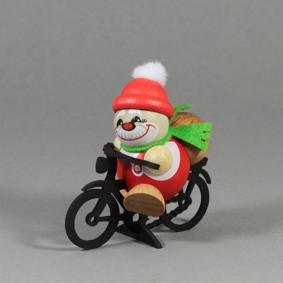 Cool-Man Nikolaus auf Fahrrad