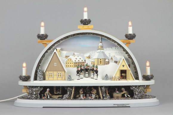 Schwibbogen Mettenschicht in der Erzgrube Reiche Hoffnung Seiffen