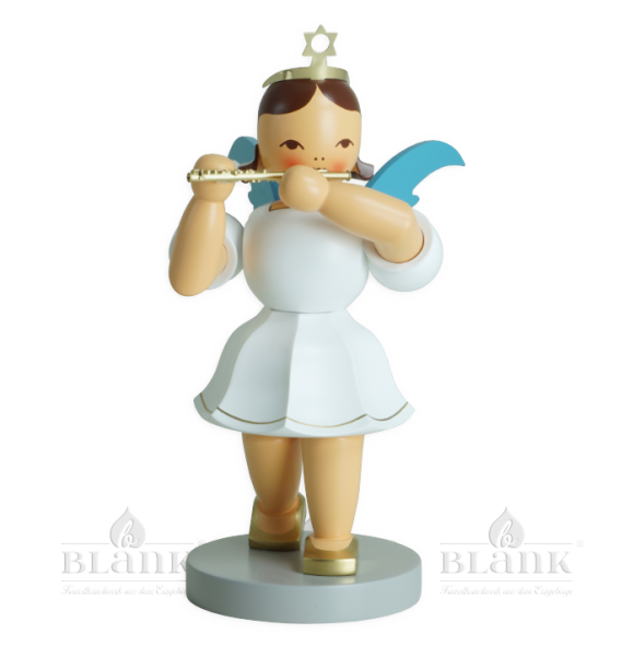 Kurzrockengel mit Piccoloflöte, 20 cm - farbig