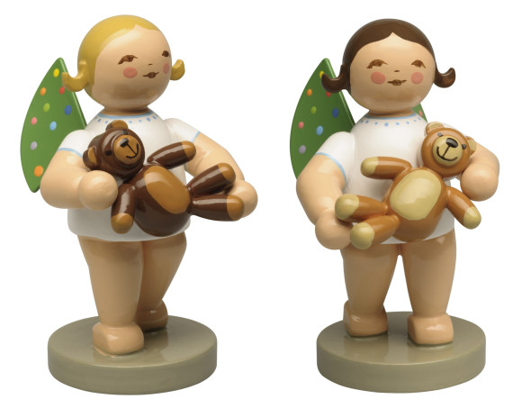 Engel mit farbigen Flügelpunkten und Teddy