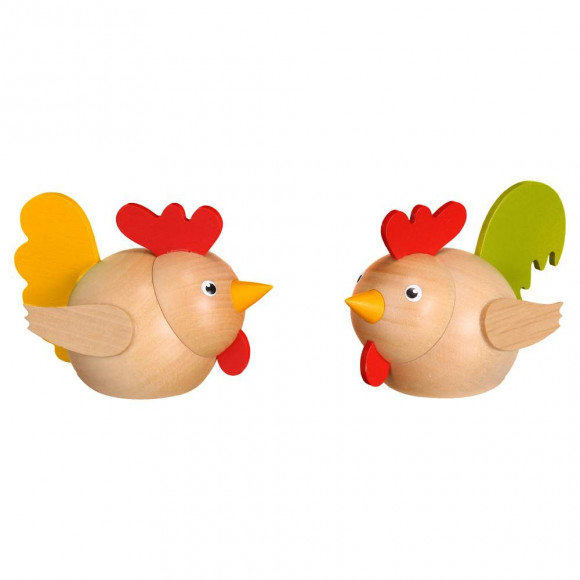 Kugelfiguren Hahn und Huhn natur, 2-teilig