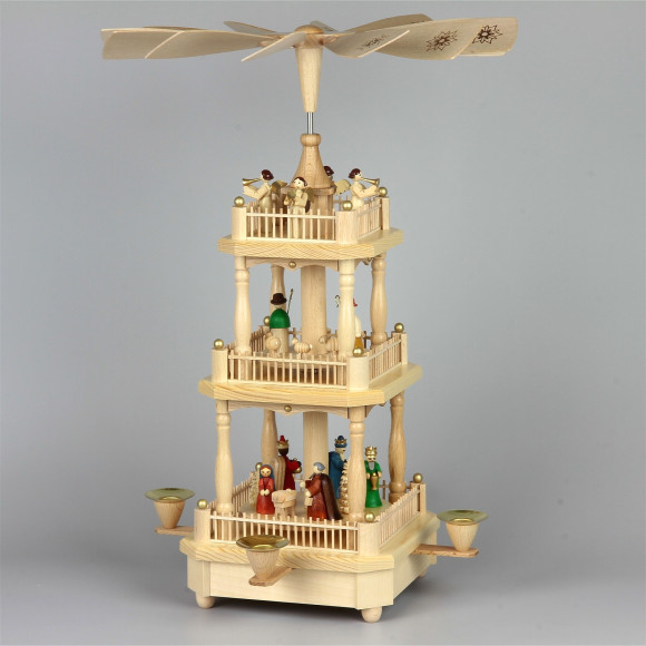Pyramide Christi Geburt, 2-stöckig, farbig - Auslaufartikel