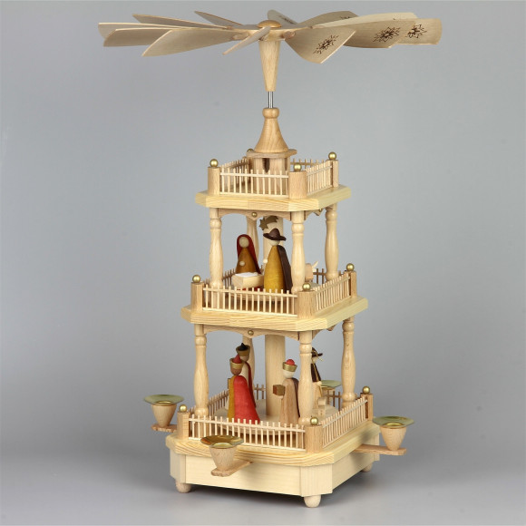 Pyramide Christi Geburt, 2-stöckig, natur, modern - Auslaufartikel