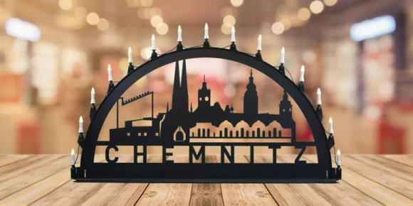 Metall Außenschwibbogen Stadtmotiv Chemnitz 1,50 x 0,75 Meter