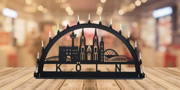 Metall Außenschwibbogen Stadtmotiv Köln 1,50 x 0,75 Meter