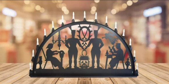 LED Metall Außenschwibbogen Erzgebirge/Schwarzenberger 1,50 x 0,75 Meter