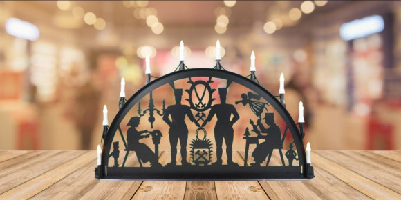 LED Metall Außenschwibbogen Erzgebirge/Schwarzenberger 1,00 x 0,50 Meter