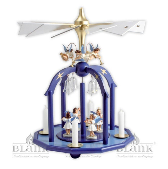 Pyramide mit 7 Engel und Glasglöckchen farbig