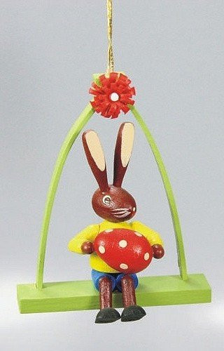 Baumbehang Sitzender Hase im Bogen, gelb, einteilig - Abverkauf