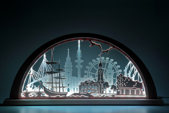 Schwibbogen Stadtlichter Hamburg LED Farbwechsel