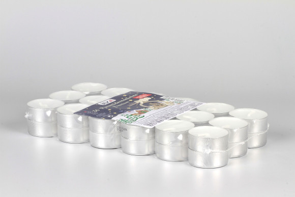 Teelichter für Pyramiden, 36 Stück, weiß, Aluminiumhülle