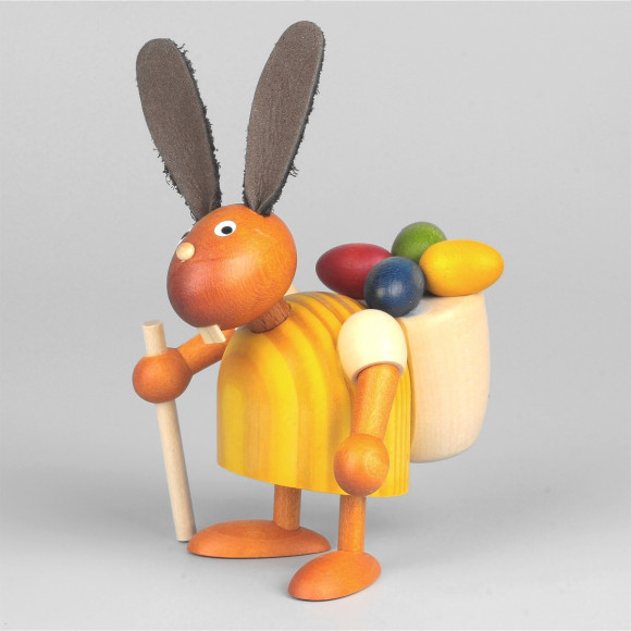 Hase mit Eierkiepe, gelb, 7 cm