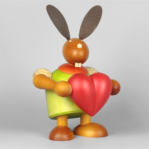 Hase mit Herz, grün, 24 cm