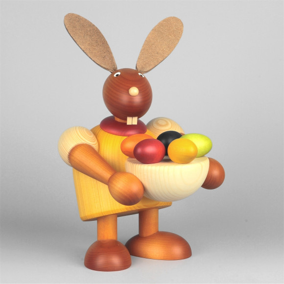 Hase mit Osternest, gelb, 24 cm