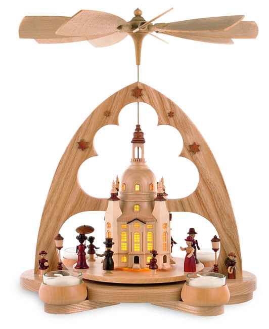 Teelicht-Bogenpyramide Frauenkirche mit LED-Beleuchtung