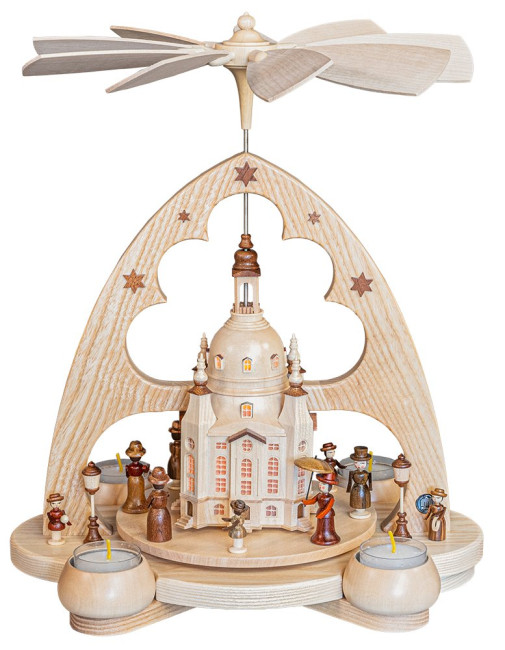 Teelicht-Bogenpyramide Frauenkirche mit LED-Beleuchtung