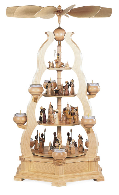Teelicht-Bogenpyramide Heilige Geschichte, 4-stöckig