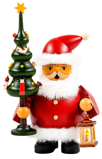 Räuchermännchen Weihnachtsmann mit Baum