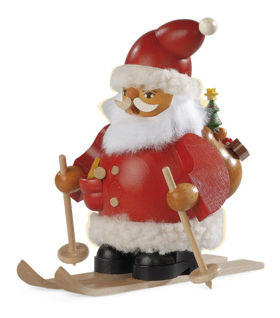 Räuchermännchen Weihnachtsmann auf Skier