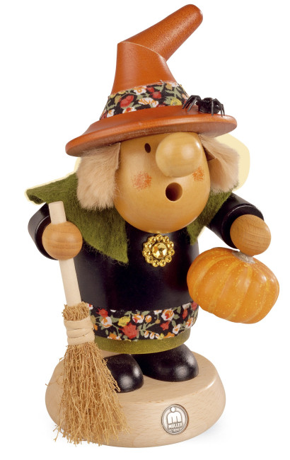 Räuchermännchen Müllerchen Halloween Hexe mit Kürbis