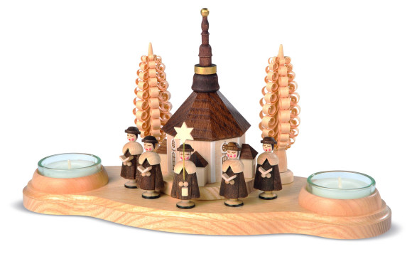 Teelicht Kerzenhalter Seiffener Kirche und Kurrende