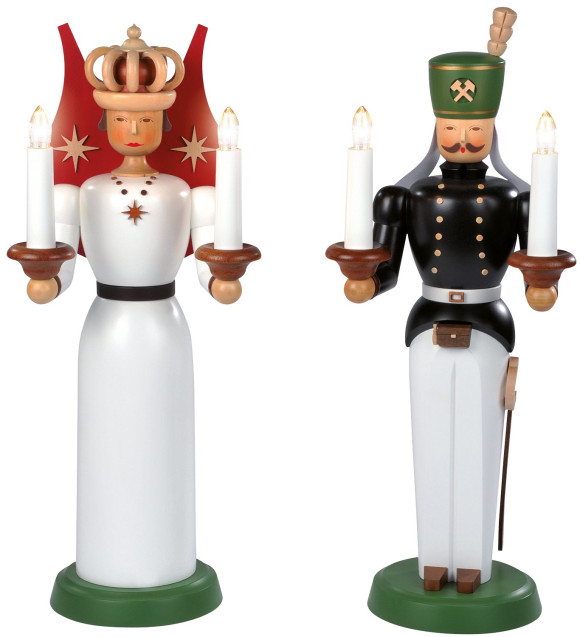 Engel und Bergmann Figuren, groß, farbig