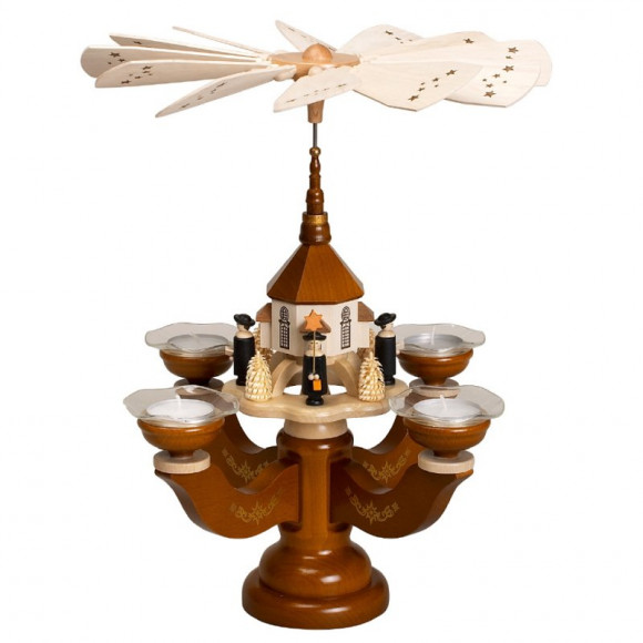 Leuchterpyramide mittel Seiffener Kirche natur