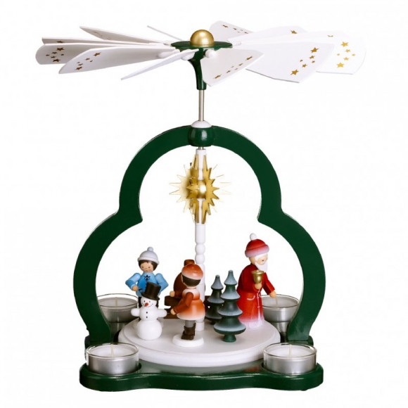 Teelichtpyramide grün mit Weihnachtsmann