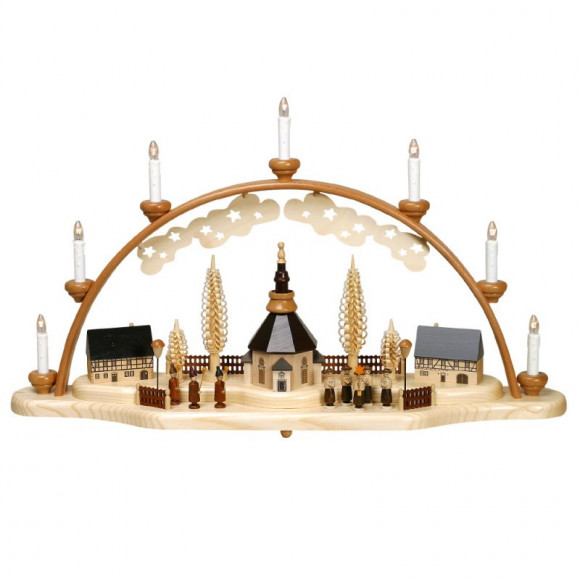 Schwibbogen Seiffener Kirche mit Laternenkindern