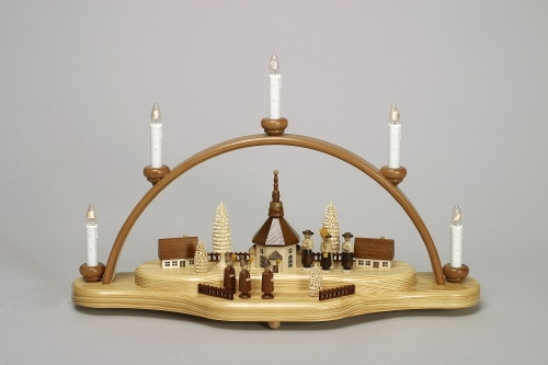 Schwibbogen Seiffener Kirche Kurrendekinder