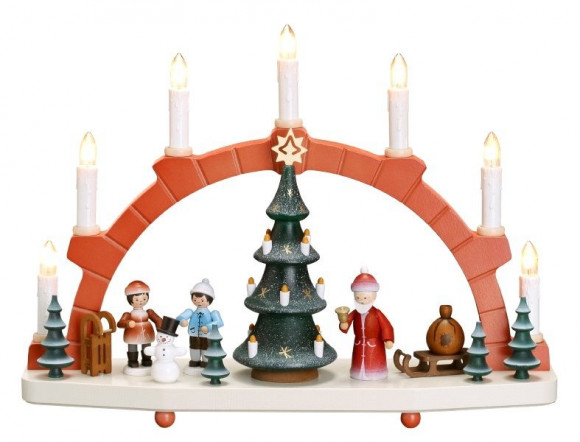 Schwibbogen mit Baum und Winterkindern