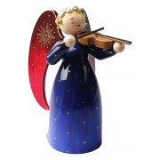 Engel mit Violine reich bemalt, blau, groß
